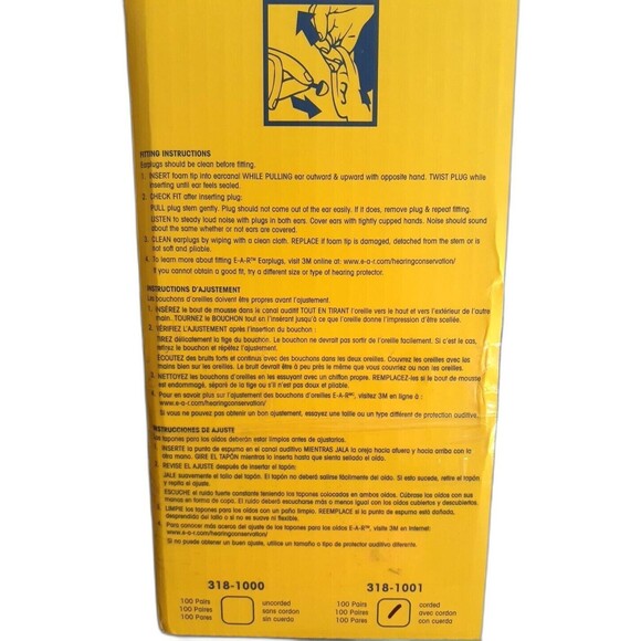 3M Push In Corded Ear Plugs 98 Individually Sealed Pairs Construction Tools Work - Picture 2 of 4